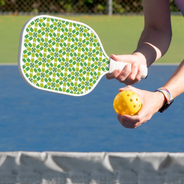 Blattmuster, Muster von Blätter, grüne Blätter Pickleball Schläger (InSitu)