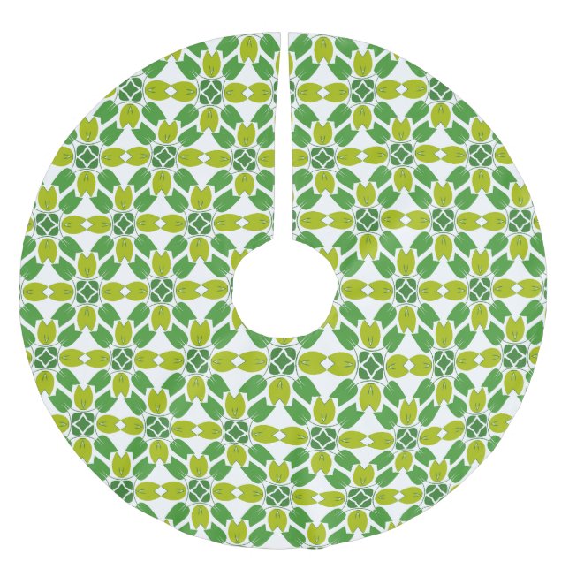 Blattmuster, Muster von Blätter, grüne Blätter Polyester Weihnachtsbaumdecke (Vorderseite)