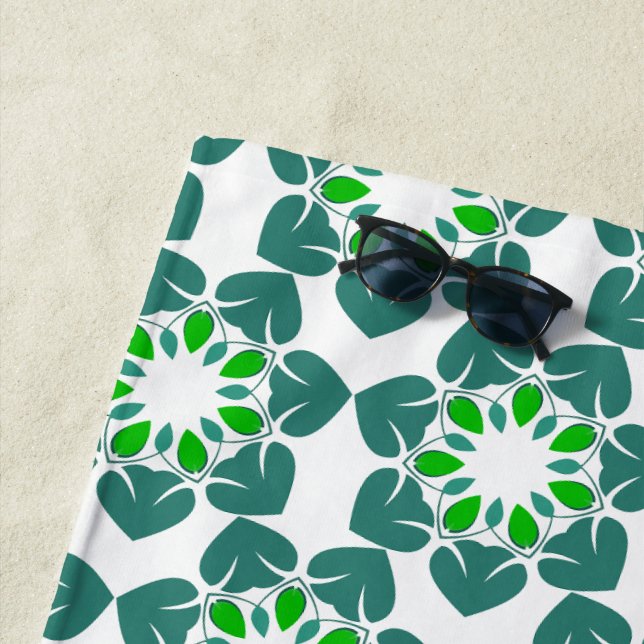 Blattmuster, Muster von Blätter, grüne Blätter Strandtuch (Beispiel)