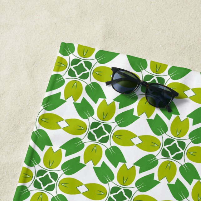 Blattmuster, Muster von Blätter, grüne Blätter Strandtuch (Beispiel)