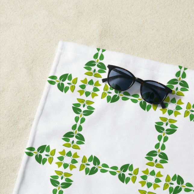 Blattmuster, Muster von Blätter, grüne Blätter Strandtuch (Beispiel)