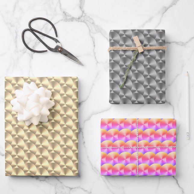 Blattpapier aus metallischem Gold und Silber Geschenkpapier Set (Vorderseite)