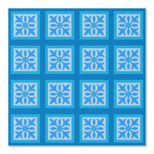 Blattpflanzen mit TIled in Blues und grün Tapete