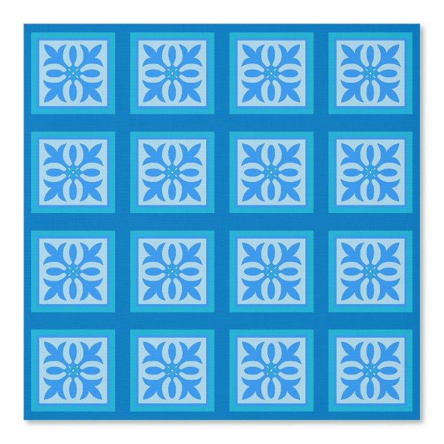 Blattpflanzen mit TIled in Blues und grün Tapete (Vorderseite)