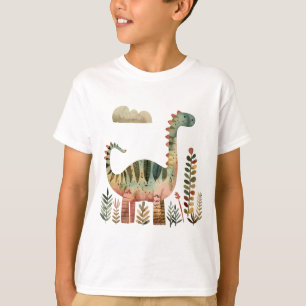 Blattreiche Dino-Szene – Süßes Dinosaurier-Shirt f T-Shirt