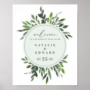 Blattwasserfarbe geometrisches Hochzeitsposter Poster
