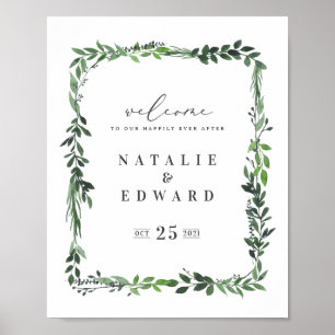 Blattwasserfarbe geometrisches Hochzeitsposter Poster