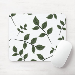 Blattzweige mit grünen Blätter auf Weiß Mousepad