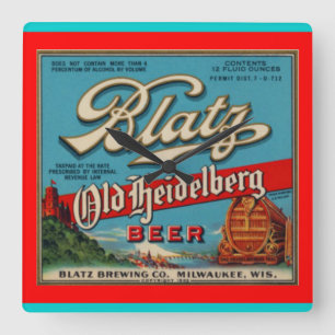Blatz alte Heidelberg Bier-Wanduhr Quadratische Wanduhr