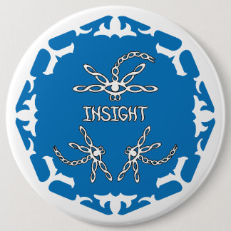 Blau, 3. Augen-Chakra "Einsicht" Libelle weißer Hi Button