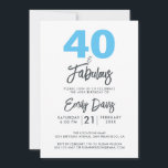 Blau 40 und Fabulous | 40. Geburtstag Party Einladung<br><div class="desc">Ein elegantes und elegantes Foto aus dem 40. Jahrhundert lädt Sie zum persönlichen Verweilen ein. Die Wörter "40 und Fabulous" in Schwarz und Blau sind Set mit eleganter Kalligraphie und moderner Typografie. Exklusiv für Sie von Happy Dolphin Studio entworfen! @glückydolphinstudio</div>