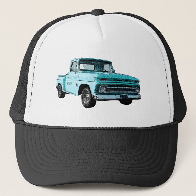 Blau '64 Chevy stepside Lieferwagen auf Truckerkappe (Vorderseite)
