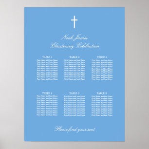 Blau 6 Tische Taufe Sitzordnung Poster
