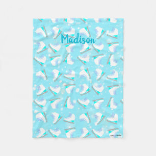 Blau Abbildung Skate Muster Niedlich Kawaii Person Fleecedecke