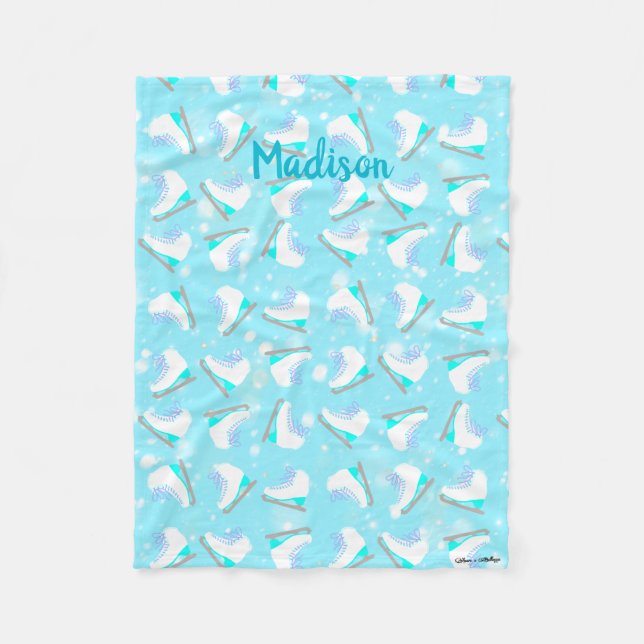 Blau Abbildung Skate Muster Niedlich Kawaii Person Fleecedecke (Vorderseite)