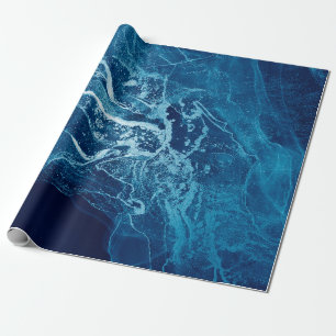 Blau Abstrakt. Blaue und weiße Farbflecken. Klar w Geschenkpapier
