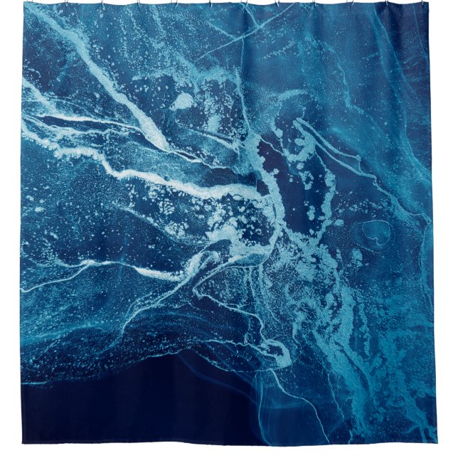 Blau Abstrakt. Blauer und weißer Farbblock. Lösche Duschvorhang (Vorderseite)