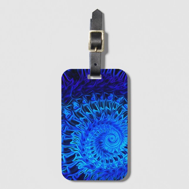 Blau Abstrakt - Gepäckanhänger mit Visitenkarten-S (Vorderseite Vertikal)
