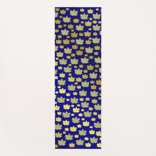 Blau, Ahorn, Ahornblatt, glänzend, Gold, Metall, Yogamatte (Vorderseite)