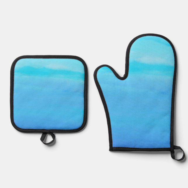 Blau als Abstrakte Kunst des Sky Ofenhandschuh & Topflappen-Set (Vorderseite)