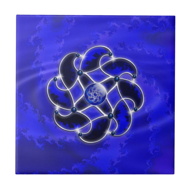 Blau als die Seedekorative Fliese (Vorderseite)