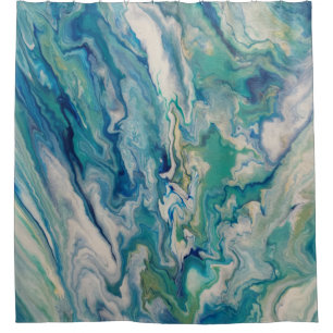 Blau, Aqua, gelb, modern abstrakt Duschvorhang