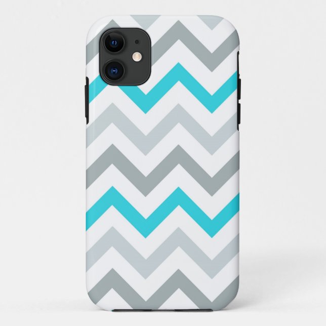 Blau-/Aqua-Tri Ton Zickzack iPhone 5 Fall Case-Mate iPhone Hülle (Rückseite)