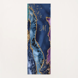 Blau/Aquamarin/Lila Agate mit goldgelben Venen Mon Yogamatte