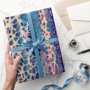Blau Aquamarin Lilac Weiße Akryllische Abstrakte F Geschenkpapier