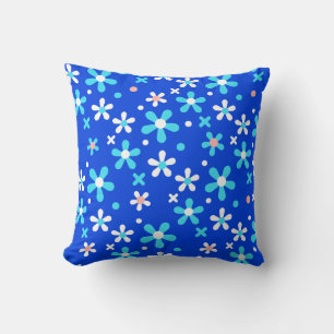 Blau Aquamarin Moderne Blumen Kissen