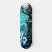 Blau, Aquamarin, schwarz Marmorflüssigkeit Kunst