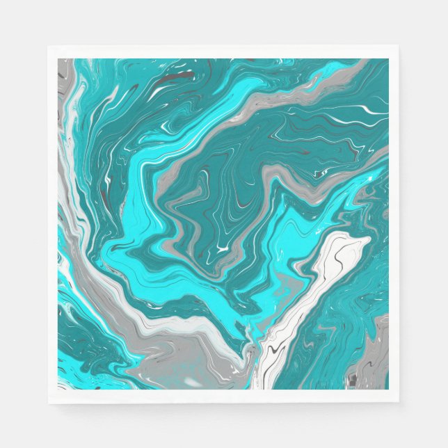 Blau, Aquamarin und türkisfarben - Marmorfliesen K Serviette (Vorderseite)