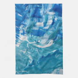 Blau Aquamarin Weiß Abstrakte Acryl Geschirrtuch