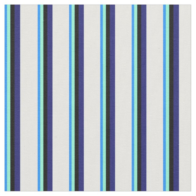 Blau, Aquamarine, Schwarz, Mitternachtsblau, Minzc Stoff (Nahaufnahme)
