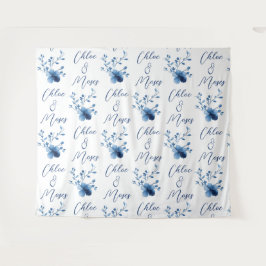 Blau auf blau, Blume Blossom Wandteppich