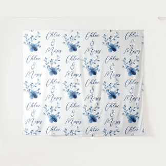 Blau auf blau, Blume Blossom Wandteppich