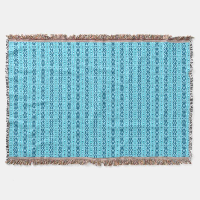 Blau auf Blue Boho Muster Throw Blanket Decke (Vorderseite)