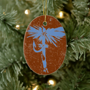 Blau auf brauner Forelle trockene Fliege Weihnacht Keramik Ornament