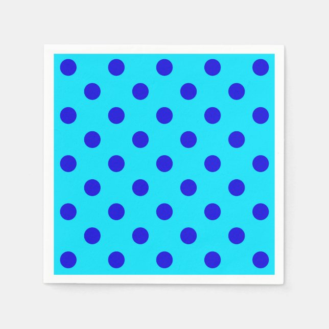 Blau auf Cyan Polka Dots Design Serviette (Vorderseite)