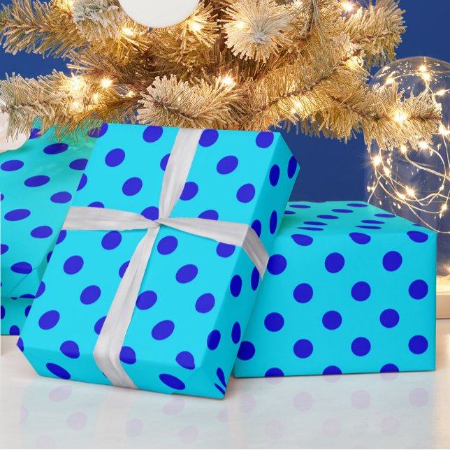 Blau auf Cyan-Punkte-Musterdesign Geschenkpapier (Von Creator hochgeladen)