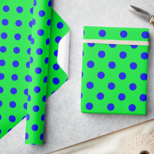Blau auf grünem Polka-Punkte-Musterdesign Geschenkpapier