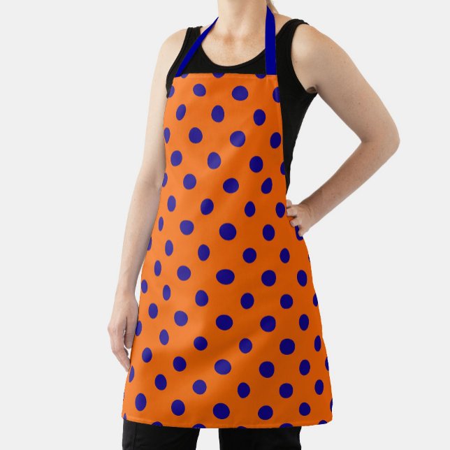 Blau auf Orange Polka Dots Design Schürze (Von Creator hochgeladen)