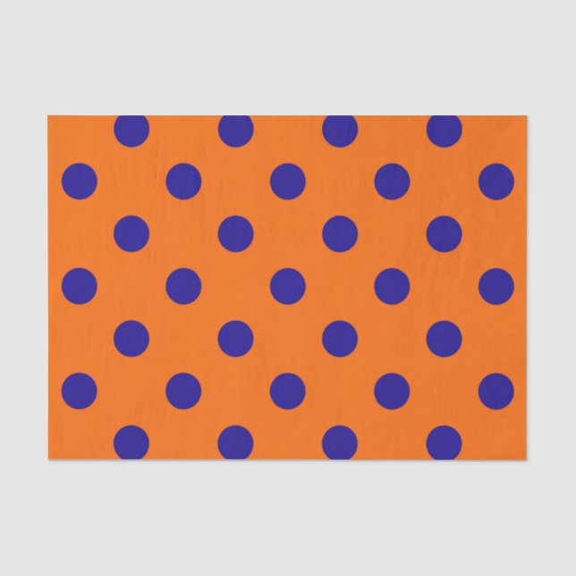 Blau auf Orange Polka Dots Design Seidenpapier (Vorderseite)