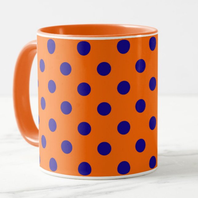 Blau auf Orange Polka Dots Design Tasse (Von Creator hochgeladen)