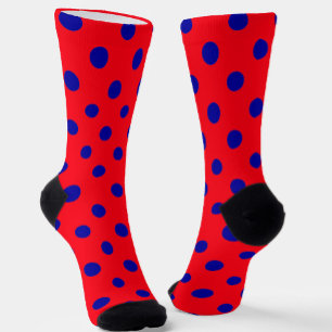 Blau auf Red Polka Dots Design Socken