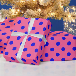 Blau auf rosa Polka Dots Design Geschenkpapier