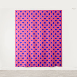 Blau auf rosa Polka Dots Design Wandteppich