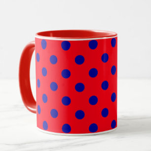 Blau auf roten Punkten Musterdesign  Tasse
