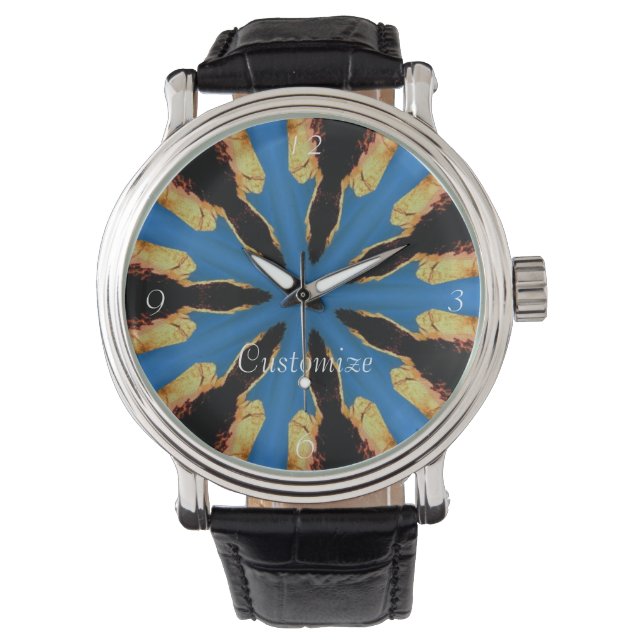 Blau auf schwarzer Thunder_Cove Armbanduhr (Vorderseite)