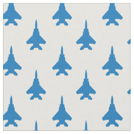 Blau auf weißem F-15-Kampfflugzeug-Muster Stoff